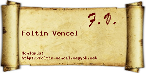 Foltin Vencel névjegykártya